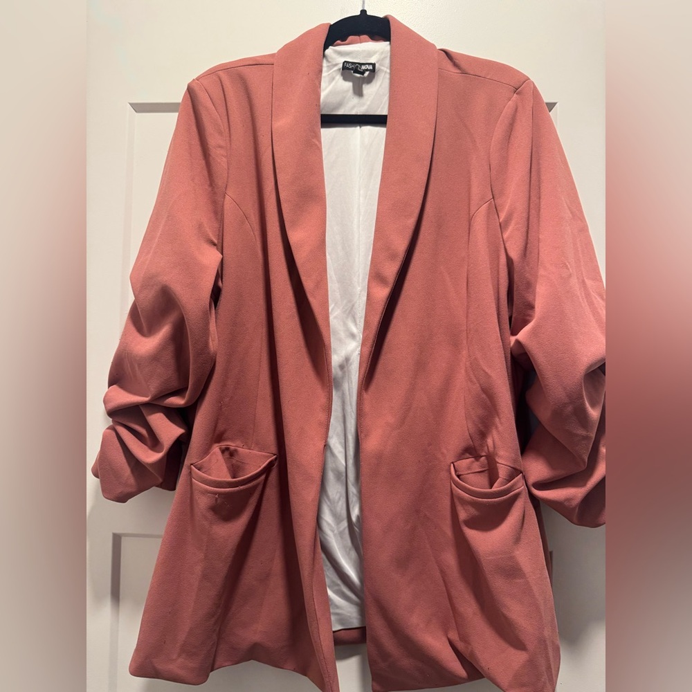 Fashion Nova Open-Front Blazer Jacket - Rose Pink